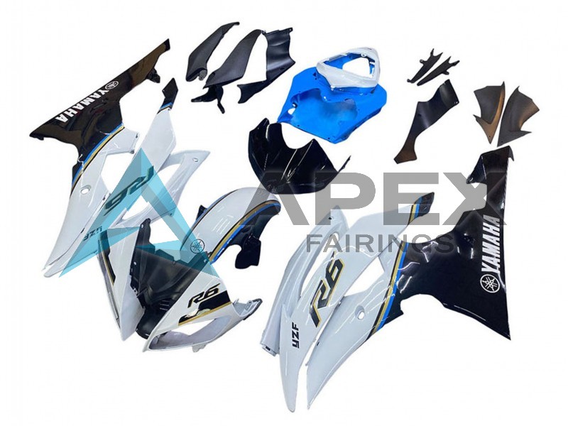 White Blue Glossy Black - Yamaha R6 / YZF-R6 (2008-2016) ABS Fairings | Apex Fairings — view 3