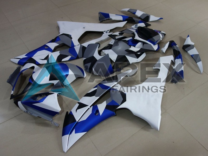 White Blue Grey Camouflage - Yamaha R6 / YZF-R6 (2008-2016) ABS Fairings | Apex Fairings — view 2