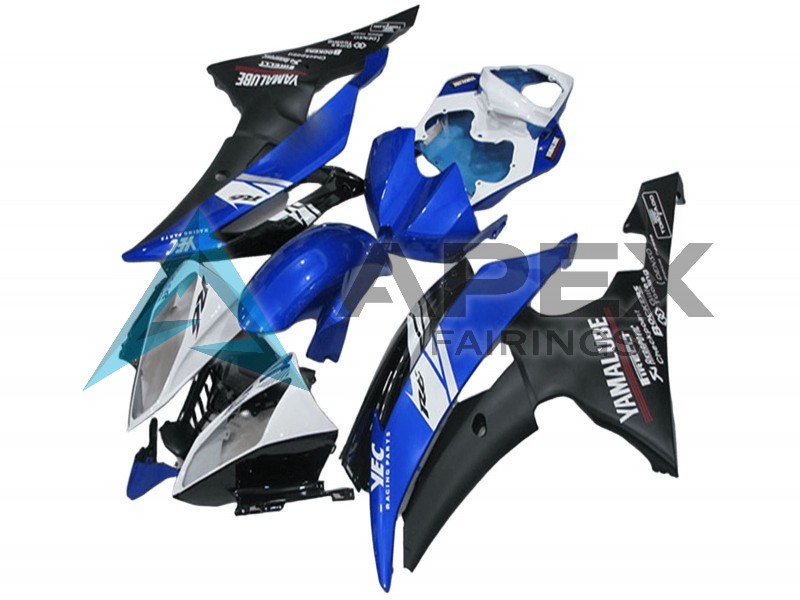White Blue Matte Black Yamalube - Yamaha R6 / YZF-R6 (2008-2016) ABS Fairings | Apex Fairings — view 2