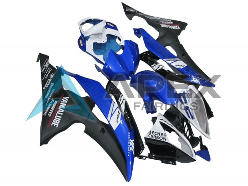 White Blue Matte Black Yamalube - Yamaha R6 / YZF-R6 (2008-2016) ABS Fairings | Apex Fairings — view 3