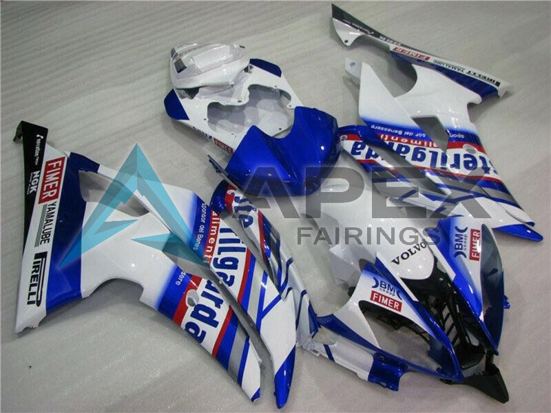 White Blue Red Sterilgarda Volvo Fimer Yamalube - Yamaha R6 / YZF-R6 (2008-2016) ABS Fairings | Apex Fairings — view 2