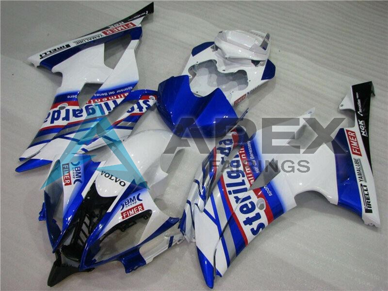 White Blue Red Sterilgarda Volvo Fimer Yamalube - Yamaha R6 / YZF-R6 (2008-2016) ABS Fairings | Apex Fairings — view 3