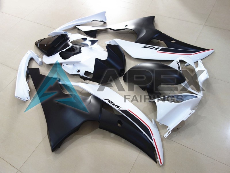 White Matte Black Red - Yamaha R6 / YZF-R6 (2008-2016) ABS Fairings | Apex Fairings — view 2