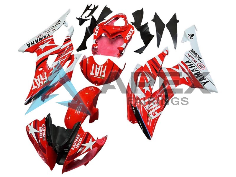 White Red Black Fiat Acer - Yamaha R6 / YZF-R6 (2008-2016) ABS Fairings | Apex Fairings — view 2