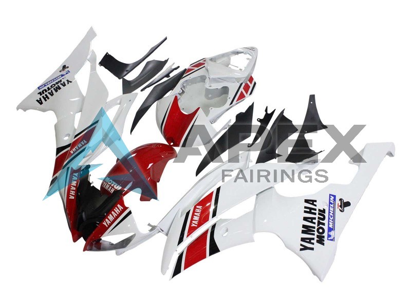 White Red Black Motul Michelin - Yamaha R6 / YZF-R6 (2008-2016) ABS Fairings | Apex Fairings — view 3