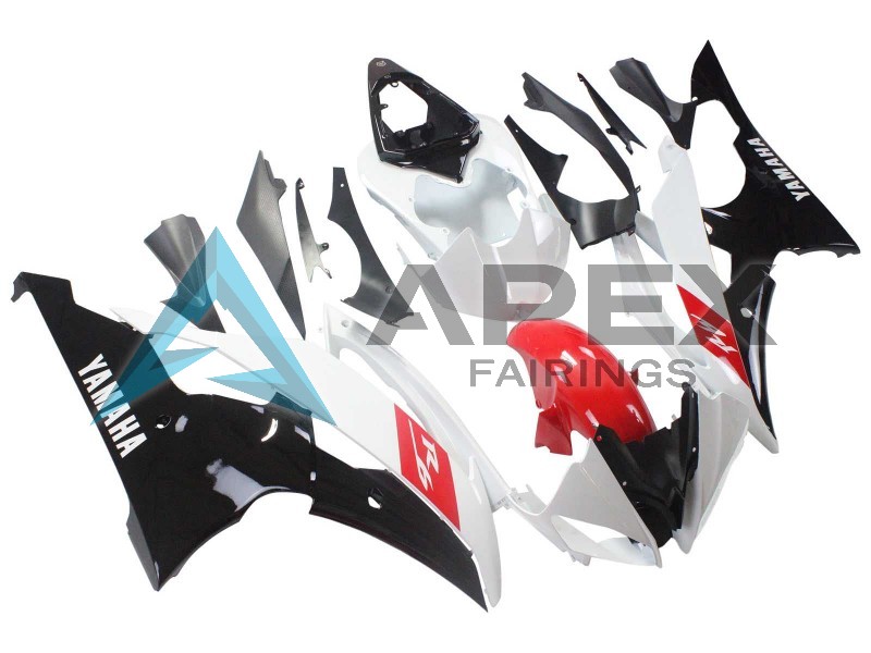 White Red Glossy Black - Yamaha R6 / YZF-R6 (2008-2016) ABS Fairings | Apex Fairings — view 2