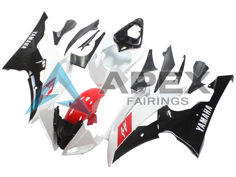White Red Glossy Black - Yamaha R6 / YZF-R6 (2008-2016) ABS Fairings | Apex Fairings — view 3