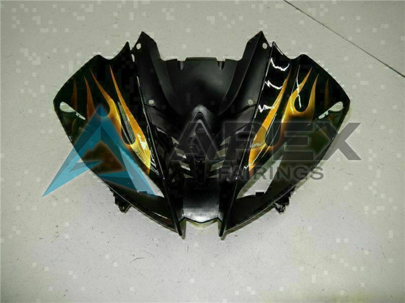 Glossy Black Gold Flame - Yamaha R6 / YZF-R6 (2008-2016) ABS Fairings | Apex Fairings — view 4
