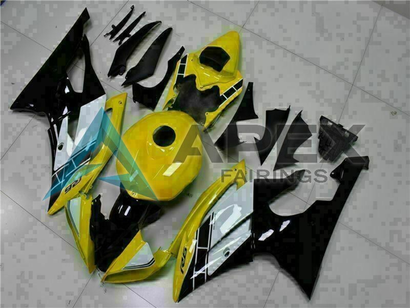 Yellow White Glossy Black - Yamaha R6 / YZF-R6 (2008-2016) ABS Fairings | Apex Fairings — view 2
