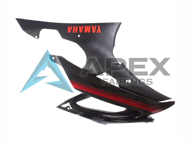 Glossy Black Matte Black Red Stripe - Yamaha R6 / YZF-R6 (2008-2016) ABS Fairings | Apex Fairings — view 4
