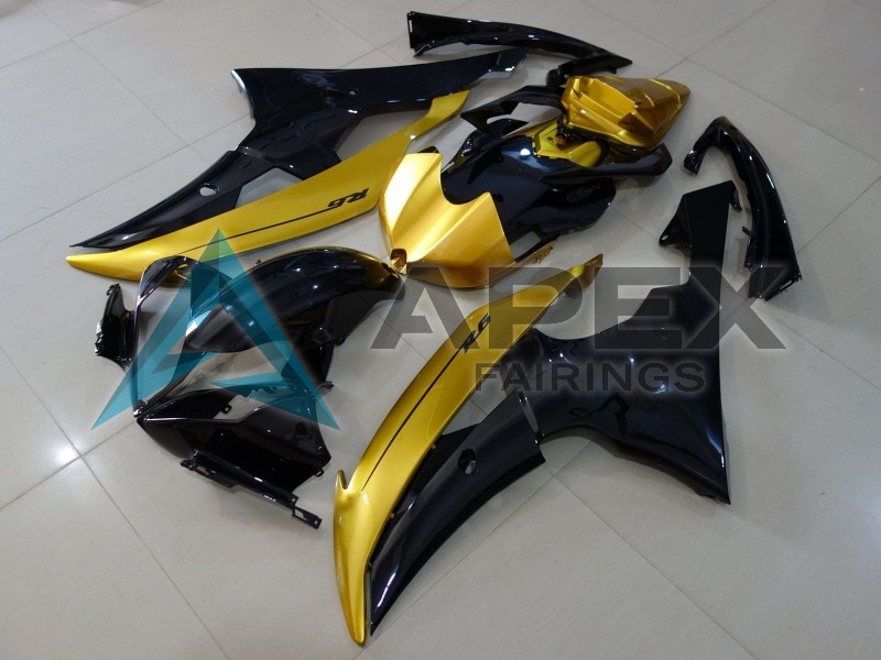 Gold Glossy Black - Yamaha R6 / YZF-R6 (2008-2016) ABS Fairings | Apex Fairings — view 2