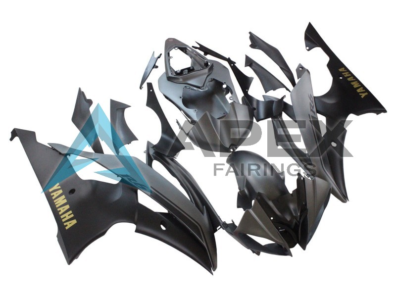Grey Matte Black Gold Decals - Yamaha R6 / YZF-R6 (2008-2016) ABS Fairings | Apex Fairings — view 2