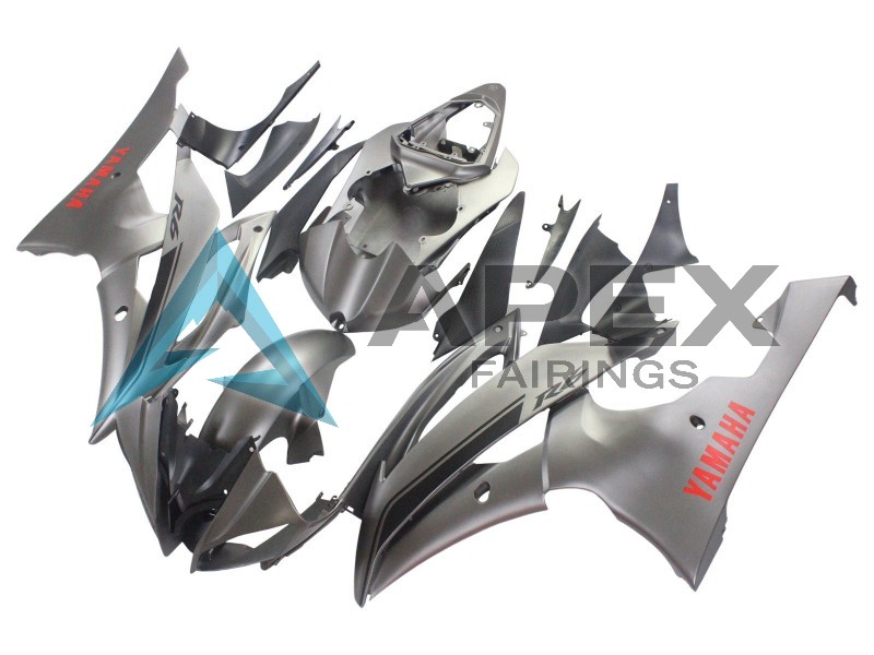 Matte Grey Red Decals - Yamaha R6 / YZF-R6 (2008-2016) ABS Fairings | Apex Fairings — view 2