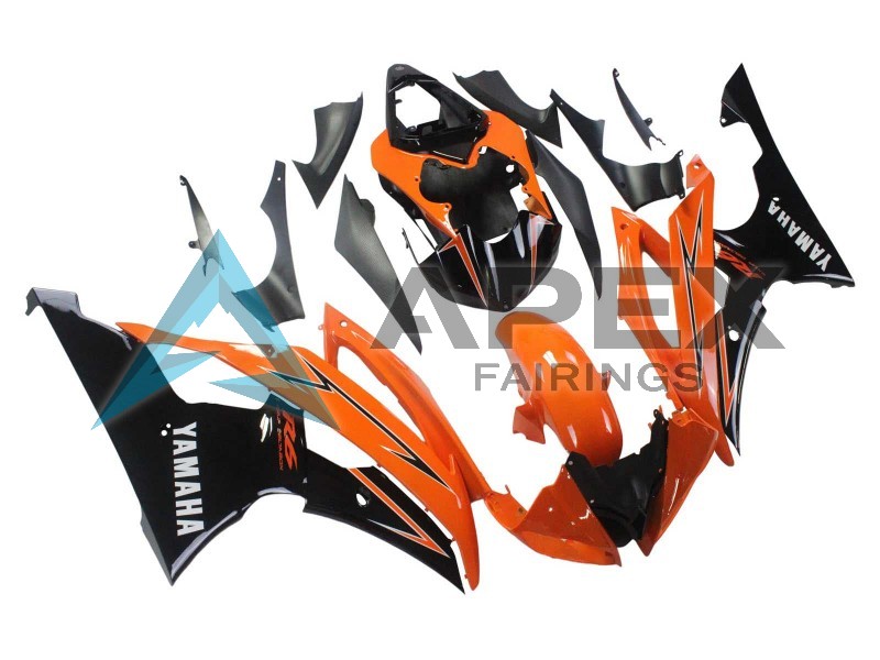 Orange Black - Yamaha R6 / YZF-R6 (2008-2016) ABS Fairings | Apex Fairings — view 2