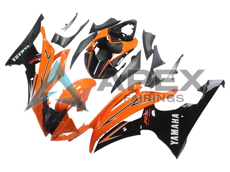 Orange Black - Yamaha R6 / YZF-R6 (2008-2016) ABS Fairings | Apex Fairings — view 3