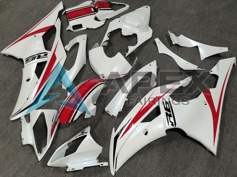 Pearl White Red - Yamaha R6 / YZF-R6 (2008-2016) ABS Fairings | Apex Fairings — view 2