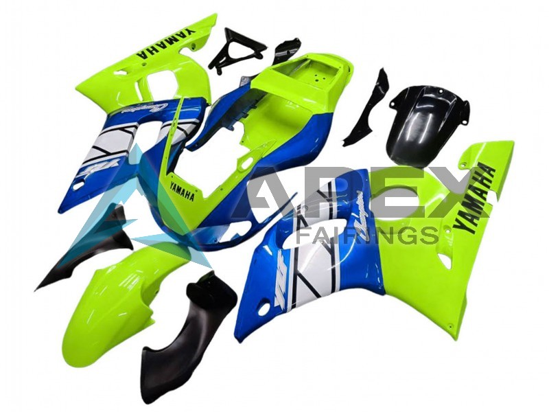 Neon Green Blue White Champions - Yamaha R6 / YZF-R6 (1998-2002) ABS Fairings | Apex Fairings — view 2