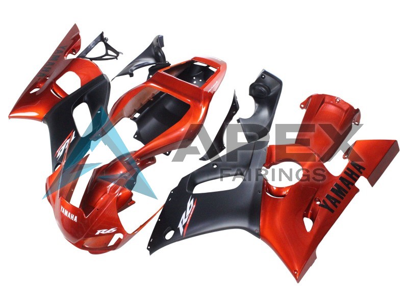 Orange Matte Black - Yamaha R6 / YZF-R6 (1998-2002) ABS Fairings | Apex Fairings — view 3