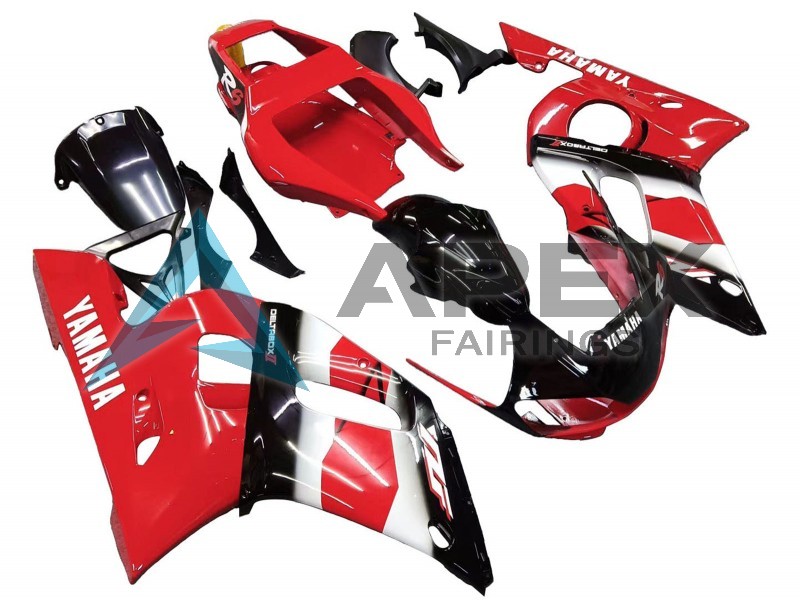Red White Glossy Black - Yamaha R6 / YZF-R6 (1998-2002) ABS Fairings | Apex Fairings — view 2