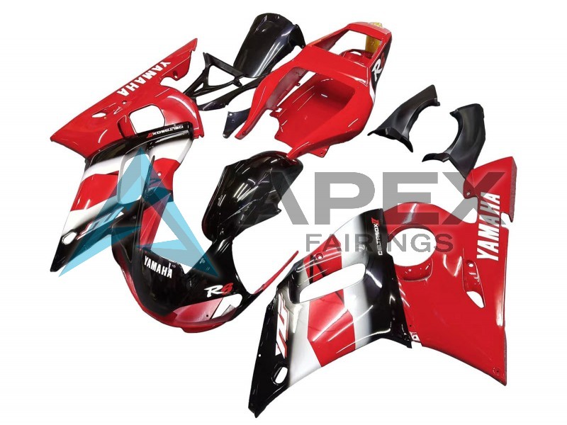 Red White Glossy Black - Yamaha R6 / YZF-R6 (1998-2002) ABS Fairings | Apex Fairings — view 3