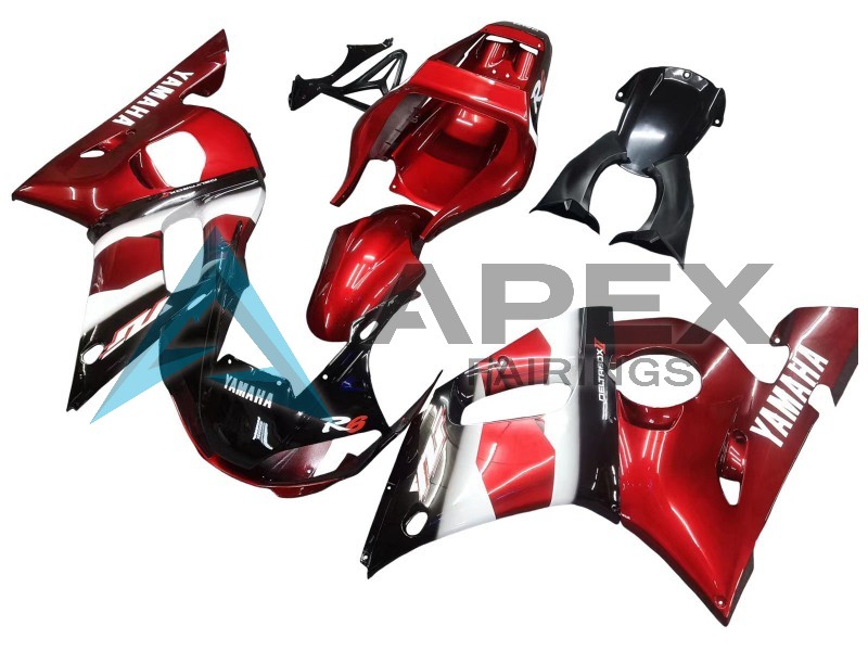 Red White Glossy Black - Yamaha R6 / YZF-R6 (1998-2002) ABS Fairings | Apex Fairings — view 2