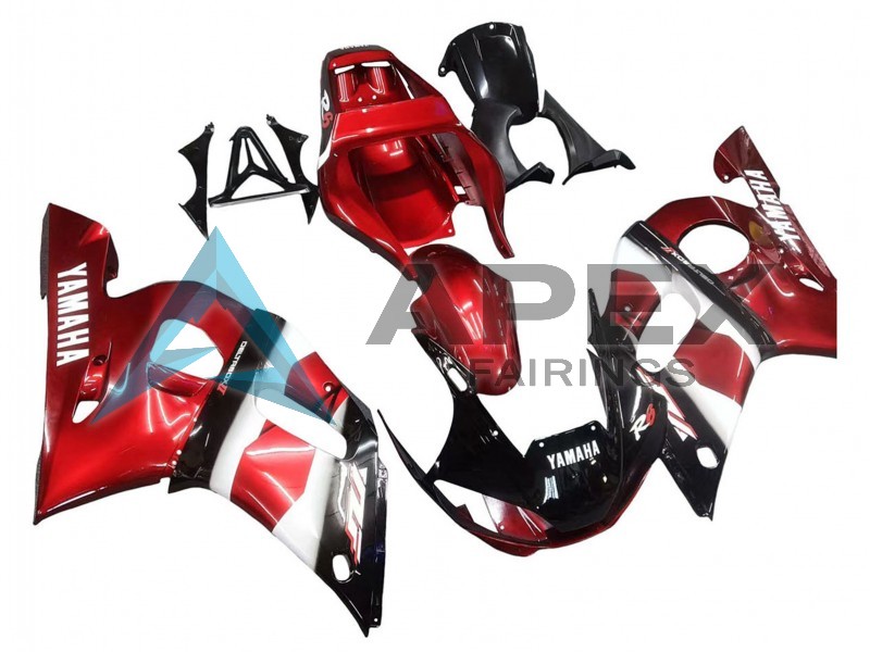Red White Glossy Black - Yamaha R6 / YZF-R6 (1998-2002) ABS Fairings | Apex Fairings — view 3