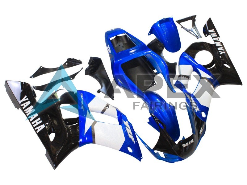 White Blue Glossy Black - Yamaha R6 / YZF-R6 (1998-2002) ABS Fairings | Apex Fairings — view 3