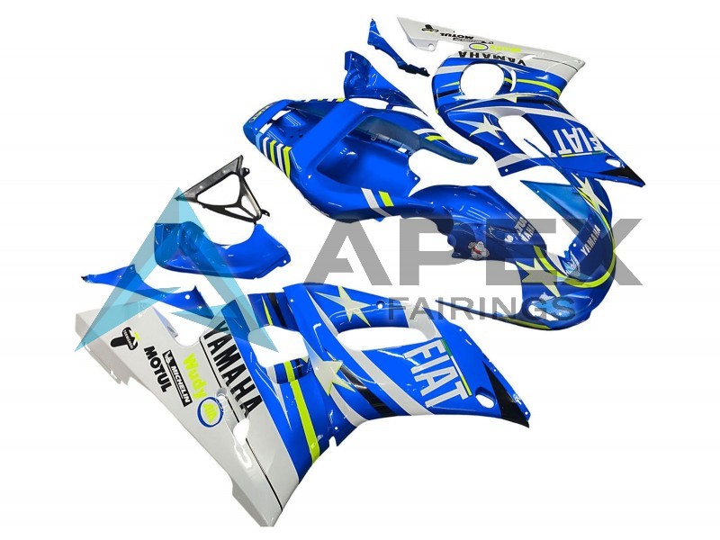 White Blue Neon Yellow Fiat Motul Michelin - Yamaha R6 / YZF-R6 (1998-2002) ABS Fairings | Apex Fairings — view 3