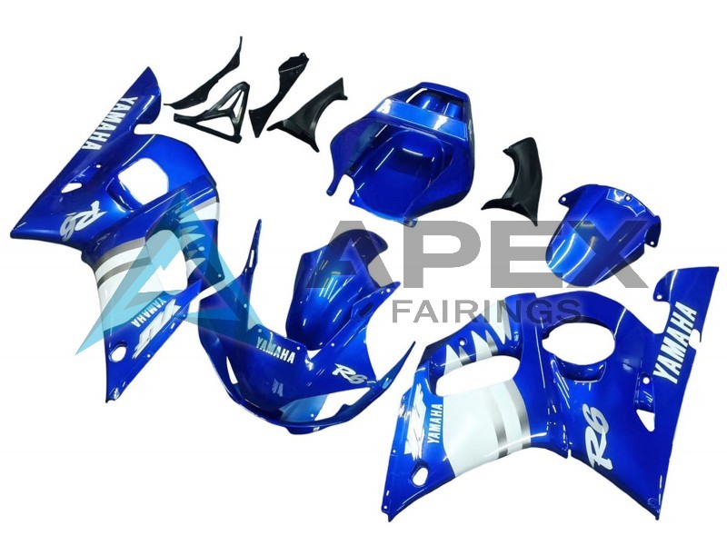 Blue White - Yamaha R6 / YZF-R6 (1998-2002) ABS Fairings | Apex Fairings — view 3