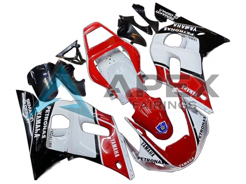 White Red Black Petronas Yamalube 50th - Yamaha R6 / YZF-R6 (1998-2002) ABS Fairings | Apex Fairings — view 2