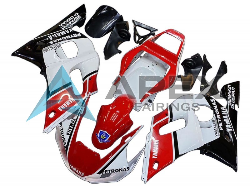 White Red Black Petronas Yamalube 50th - Yamaha R6 / YZF-R6 (1998-2002) ABS Fairings | Apex Fairings — view 3