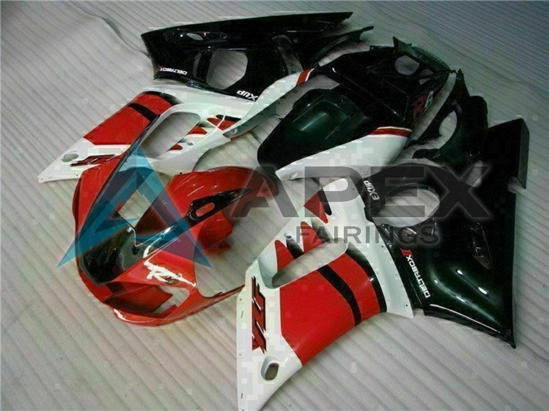 White Red Glossy Black - Yamaha R6 / YZF-R6 (1998-2002) ABS Fairings | Apex Fairings — view 2