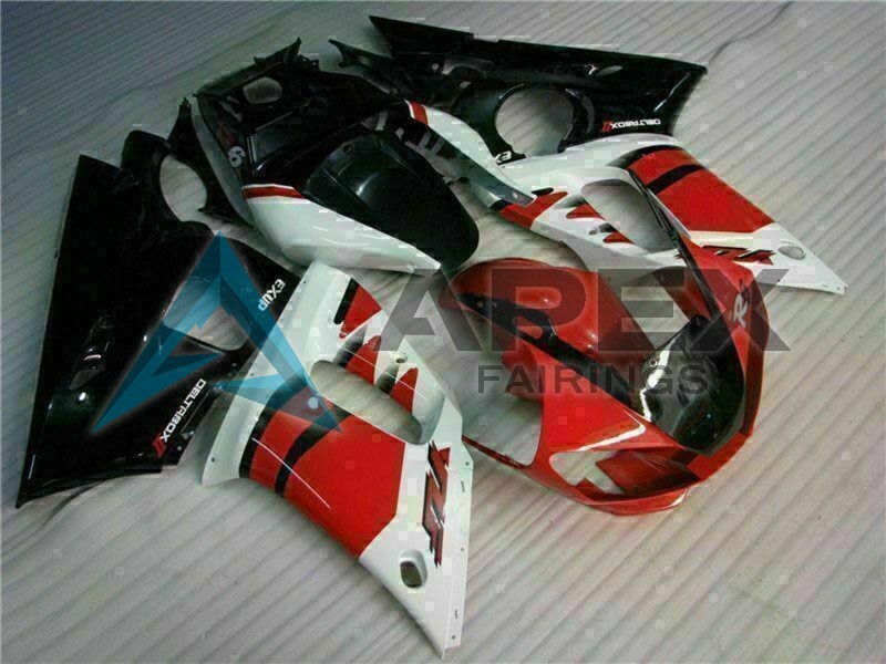 White Red Glossy Black - Yamaha R6 / YZF-R6 (1998-2002) ABS Fairings | Apex Fairings — view 3