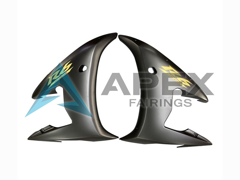 Glossy Black Matte Black Gold Decals - Yamaha R6S / YZF-R6S (2006-2009) ABS Fairings | Apex Fairings — view 4