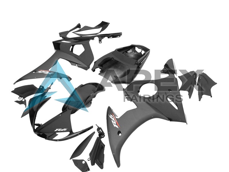 Glossy Black Matte Black - Yamaha R6S / YZF-R6S (2006-2009) ABS Fairings | Apex Fairings — view 4