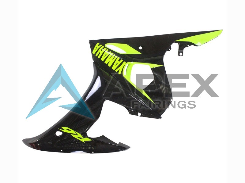 Glossy Black Neon Yellow - Yamaha R6S / YZF-R6S (2006-2009) ABS Fairings | Apex Fairings — view 4