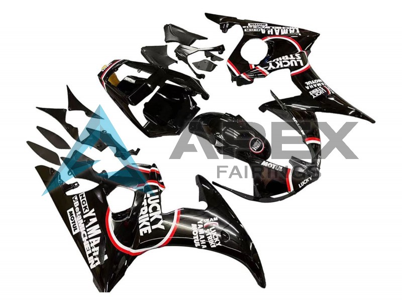 Glossy Black Red White Lucky Strike Motul - Yamaha R6S / YZF-R6S (2006-2009) ABS Fairings | Apex Fairings — view 2