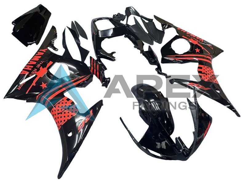 Glossy Black Red - Yamaha R6S / YZF-R6S (2006-2009) ABS Fairings | Apex Fairings — view 2