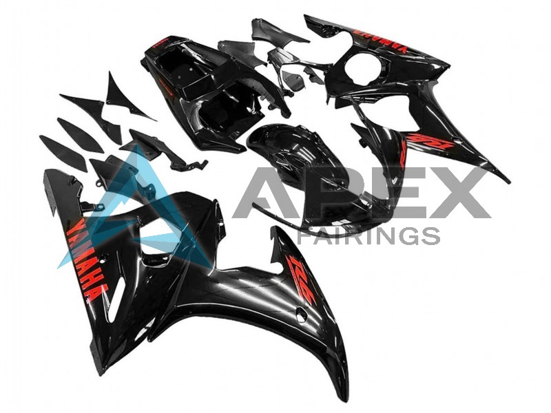 Glossy Black Red - Yamaha R6S / YZF-R6S (2006-2009) ABS Fairings | Apex Fairings — view 2