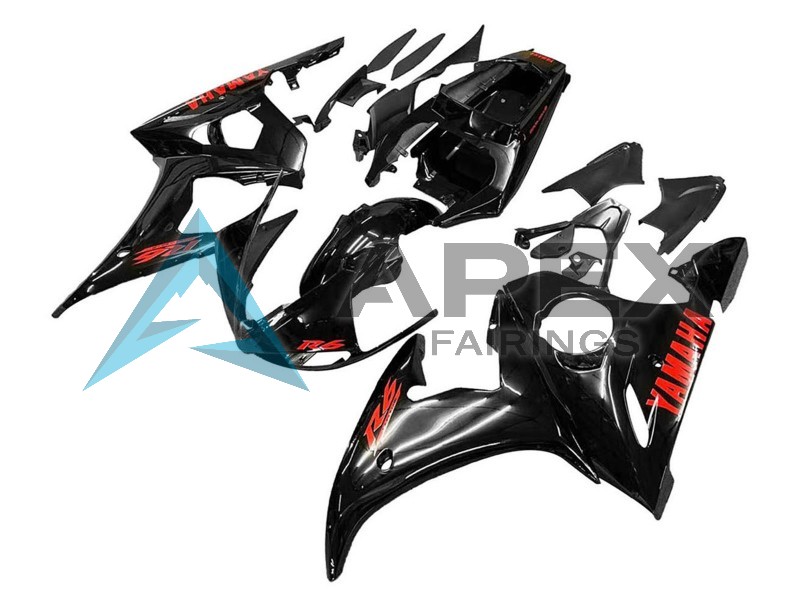 Glossy Black Red - Yamaha R6S / YZF-R6S (2006-2009) ABS Fairings | Apex Fairings — view 3