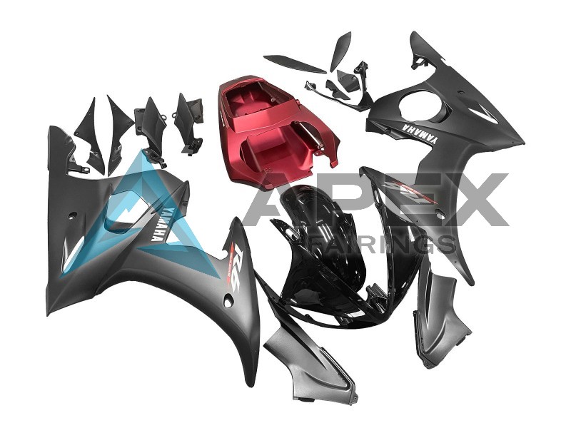 Black Red - Yamaha R6S / YZF-R6S (2006-2009) ABS Fairings | Apex Fairings — view 2