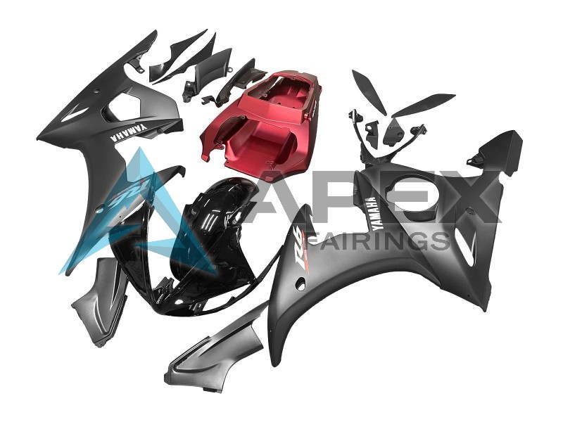 Black Red - Yamaha R6S / YZF-R6S (2006-2009) ABS Fairings | Apex Fairings — view 3