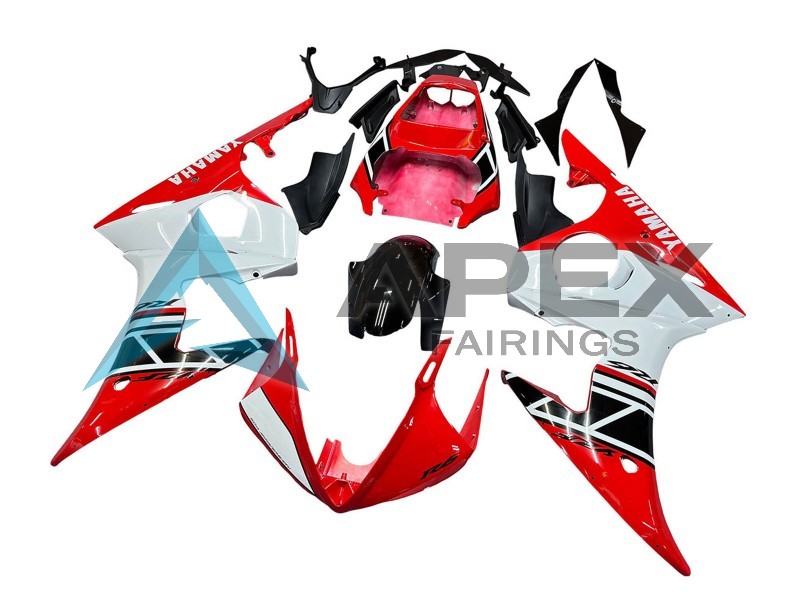 Red White Black - Yamaha R6S / YZF-R6S (2006-2009) ABS Fairings | Apex Fairings — view 2