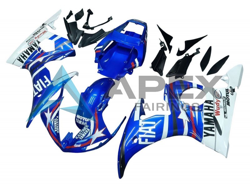 White Blue Fiat Motul Kastinee - Yamaha R6S / YZF-R6S (2006-2009) ABS Fairings | Apex Fairings — view 3