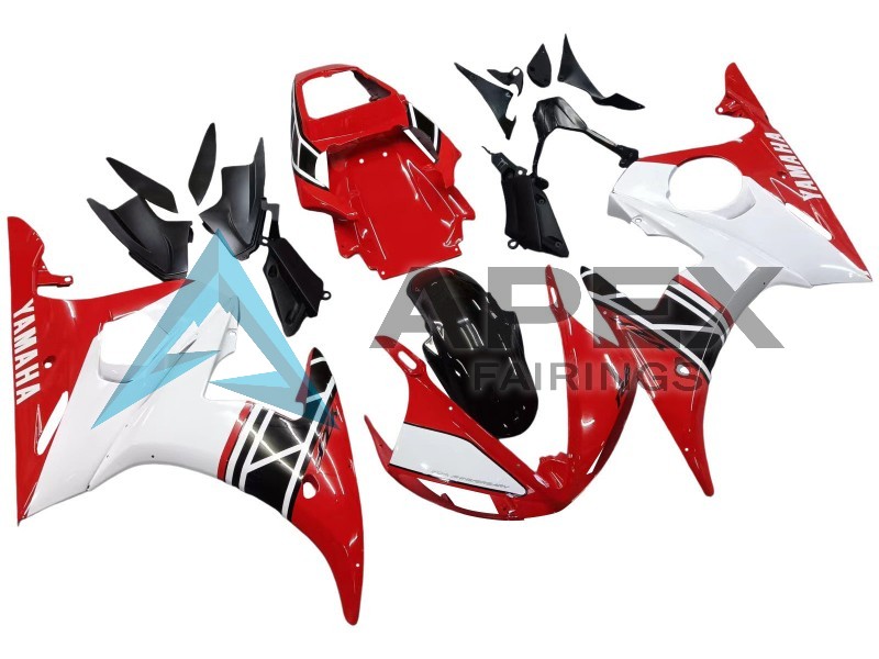 White Red Glossy Black - Yamaha R6S / YZF-R6S (2006-2009) ABS Fairings | Apex Fairings — view 3