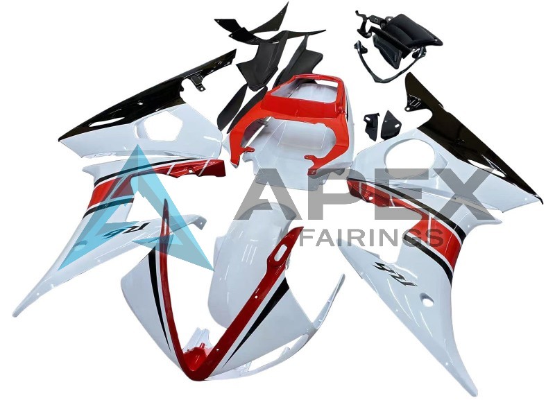 White Red Glossy Black - Yamaha R6S / YZF-R6S (2006-2009) ABS Fairings | Apex Fairings — view 3