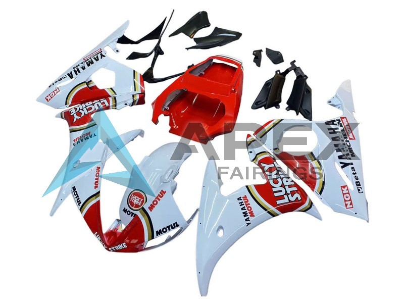 White Red Lucky Strike Motul - Yamaha R6S / YZF-R6S (2006-2009) ABS Fairings | Apex Fairings — view 2