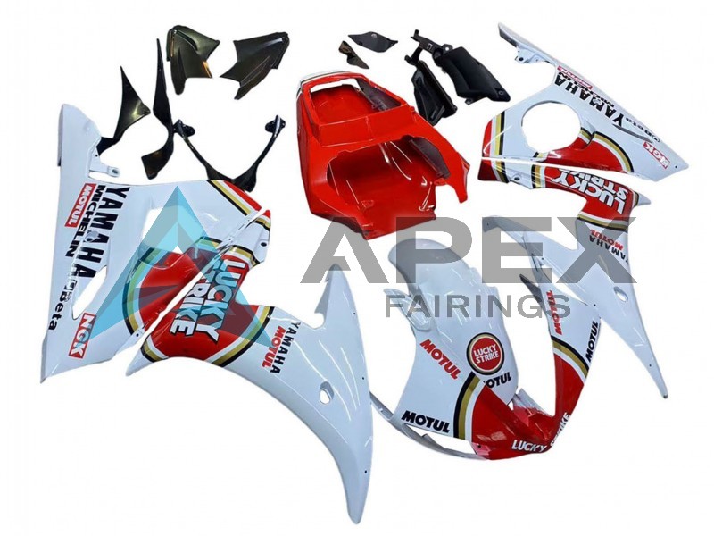 White Red Lucky Strike Motul - Yamaha R6S / YZF-R6S (2006-2009) ABS Fairings | Apex Fairings — view 3
