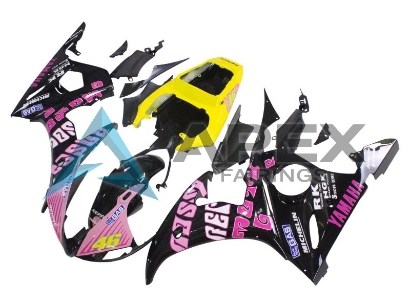 Yellow Pink Glossy Black Rossi Repsol 46 - Yamaha R6S / YZF-R6S (2006-2009) ABS Fairings | Apex Fairings — view 3