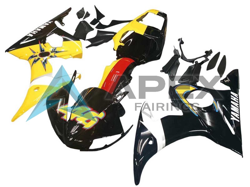 Yellow Red Glossy Black 46 - Yamaha R6S / YZF-R6S (2006-2009) ABS Fairings | Apex Fairings — view 3